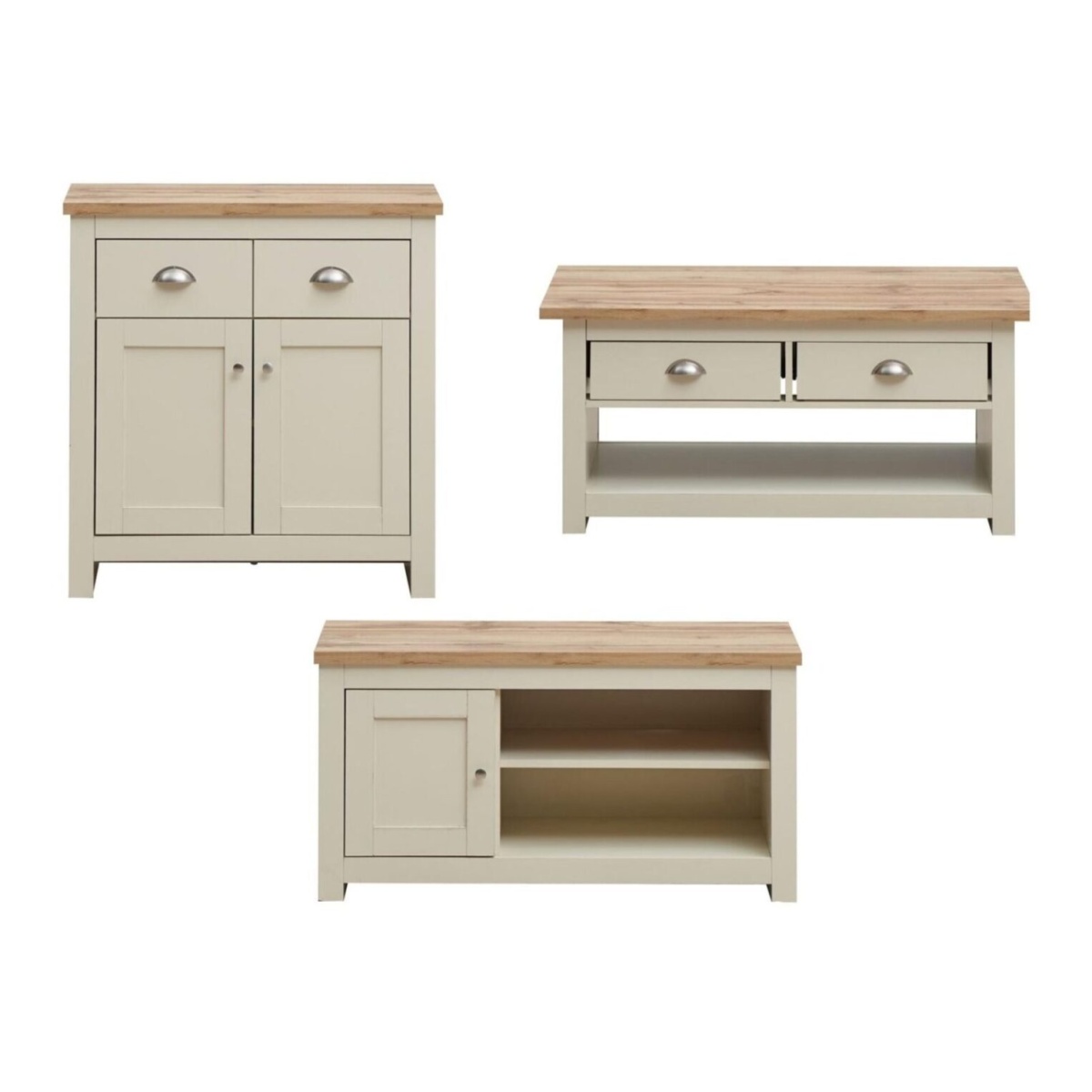 Cisnon Cream 3 Piece Set (Tv Unit 1 Door 1 Shelf