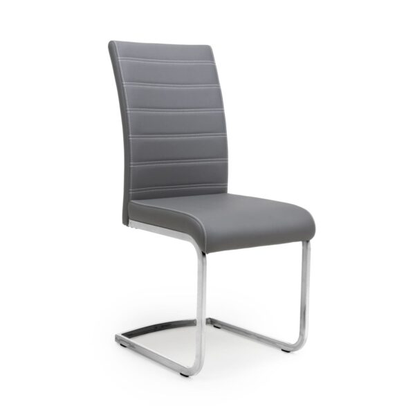 Kally Leather Effect Grey Chair