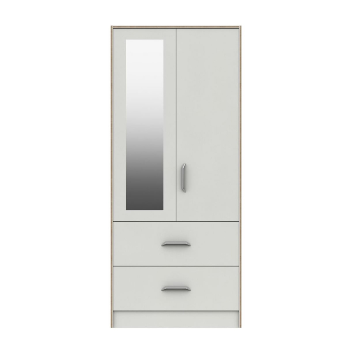 Marianne Two Door Mirror Wardrobe Drawers - White