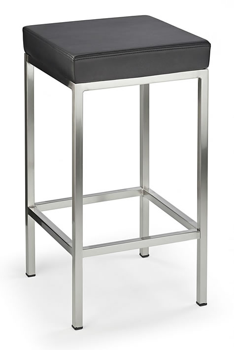 Fernow Brushed Steel Satin Frame Padded Stool Fixed Height