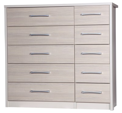 Fiona Quality Large Double Chest 5 5 Drawers Cream And Champagne