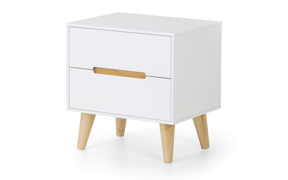 Basoni 2 Drawer Wide Bedroom Chest Scandinavian Modern Retro