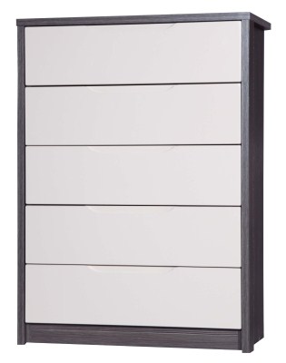 Julia Gloss Quality Bedroom 5 Drawer Chest Fully Assembled Grey