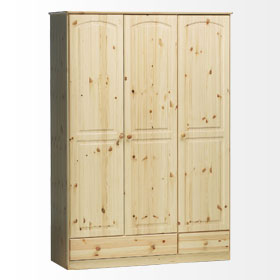 Chelsea Solid Pine Wardrobe 3 Door 1 Drawer Danish Made Quality