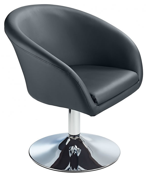 Leisure Tub Bucket Chair Black Padded Seat Swivel Chrome Frame