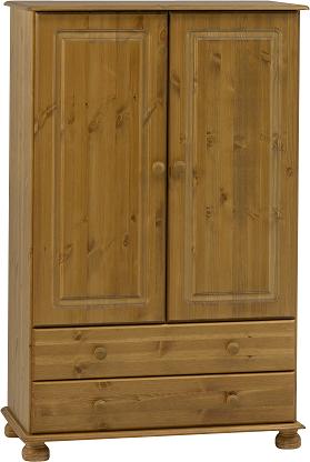 Rosemandy Antique Pine Wardrobe 2 Door 2 Drawer Danish Made