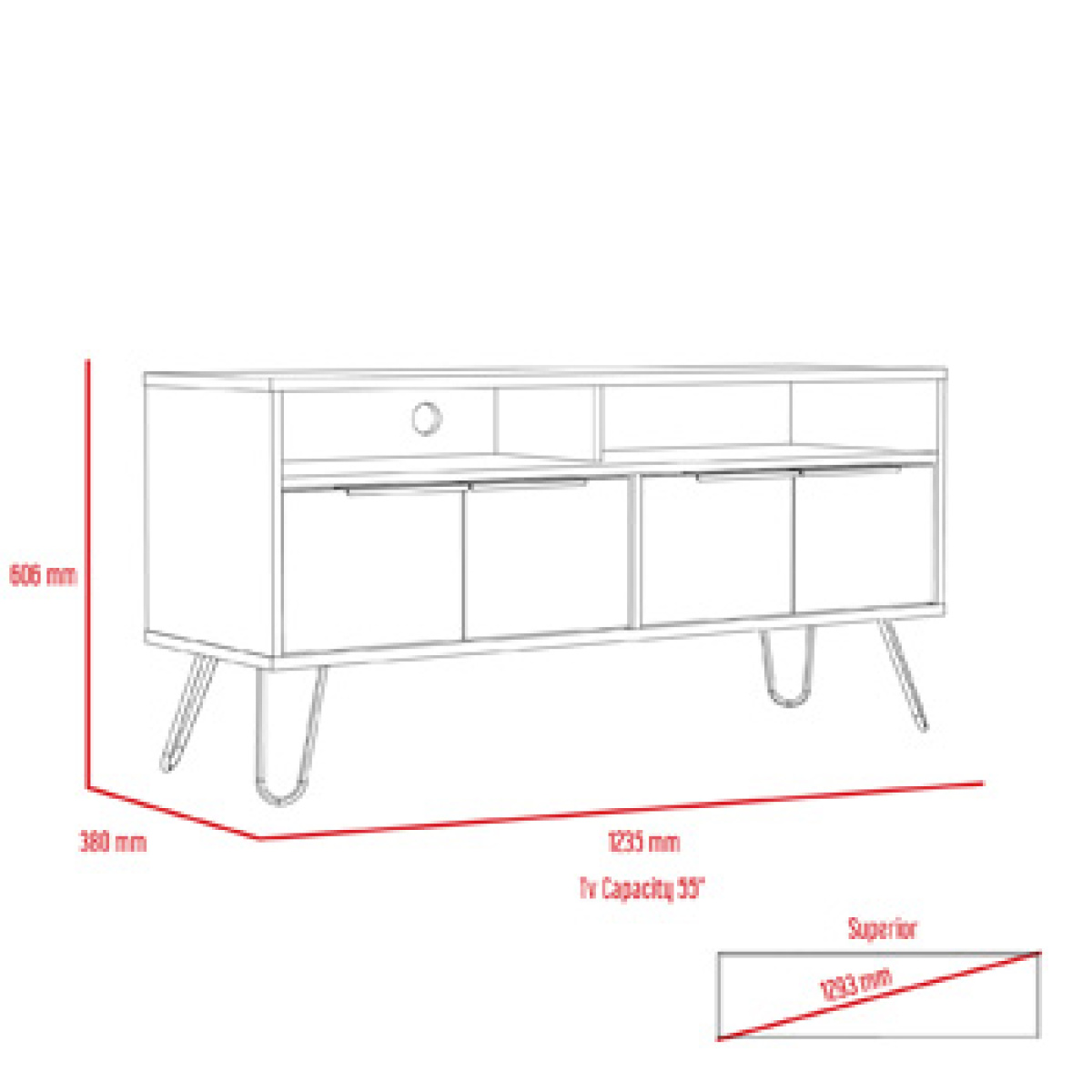Wide Screen Tv Unit -4 doors 2 shelves