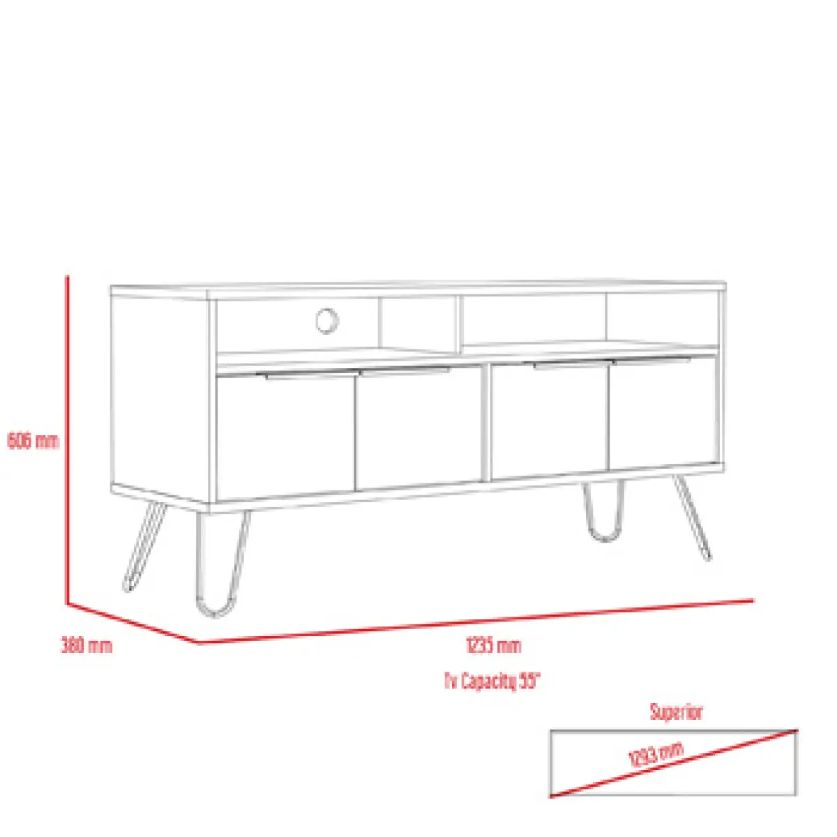 Wide Screen Tv Unit -4 doors 2 shelves