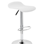 White Fusion Adjustable Faux Leather Bar Stool with Chrome Base