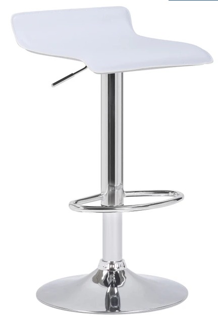 WhatsApp Image 2026-05-06 at 9.11.32 PM White Fusion Adjustable Faux Leather Bar Stool with Chrome Base - Image 1
