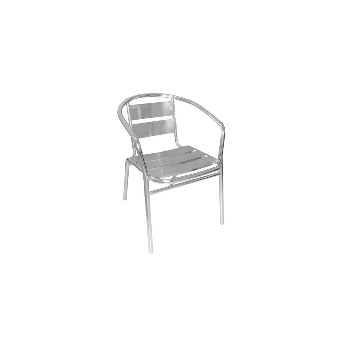 a silver chair with a curved back