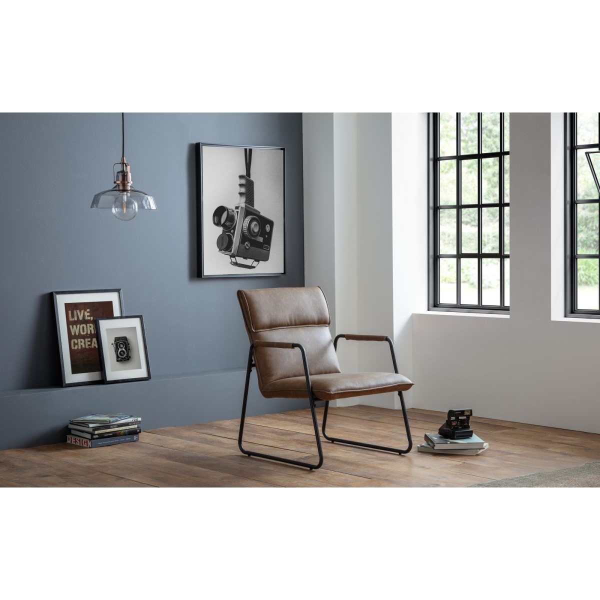 Upholstered in soft touch brown faux leather, suitable for a contemporary setting