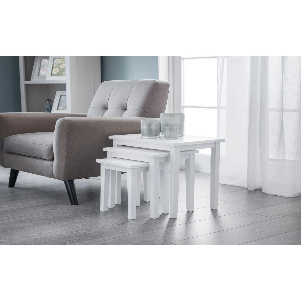 white nest of tables