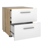 Bedside 2 Drawers in Oak with White High Gloss open