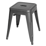 low stackable stool gun metal