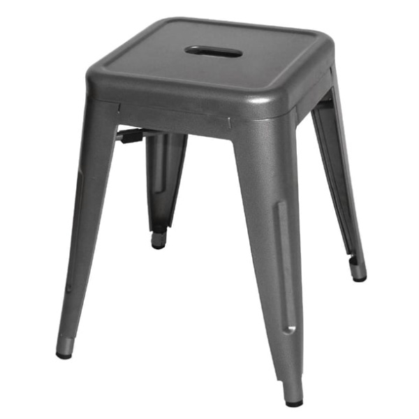 low stackable stool gun metal
