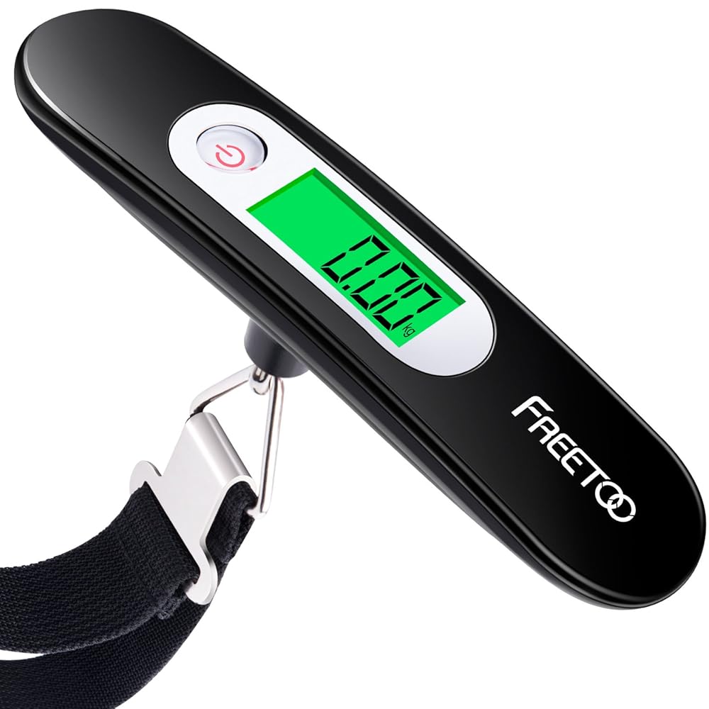 Freetoo Electronic Luggage Scales, Portable Digital Luggage Scales, Max 50 kg/110 lb (reads in lb/g/oz/kg) Electronic Scales, Tare Function, for Travel, Shopping, Post Office,...