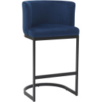 Velino Velvet Cantilever Bar Stool Blue with Black Frame