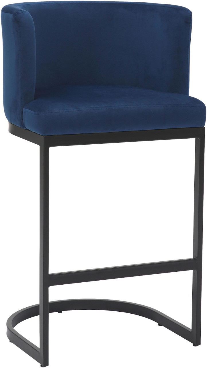 Velino Velvet Cantilever Bar Stool Blue with Black Frame