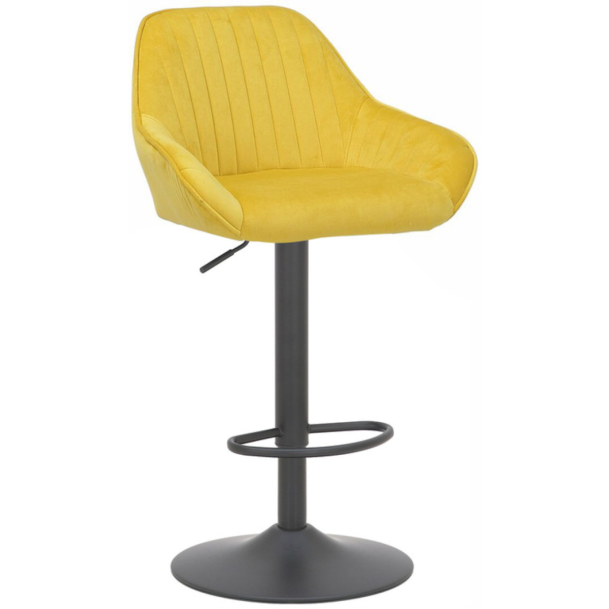 Velluto Bar Stool Mustard Velvet with Black Frame