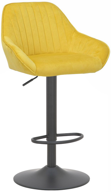 Velluto Bar Stool Mustard Velvet with Black Frame