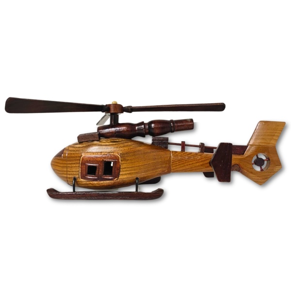 Handcrafted Vintage Wooden Model Helicopter - Sky Sentinel