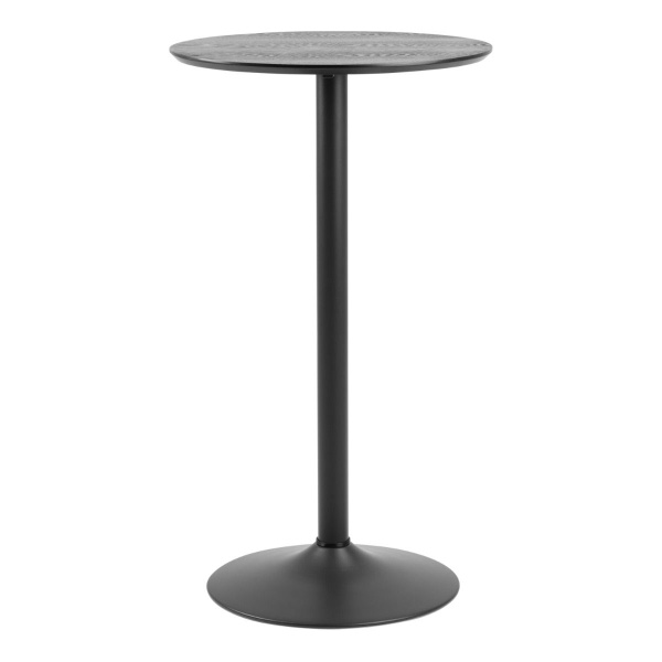 Ibiza High Round Bar Table featuring Black Ash Surface and Matte Black Base