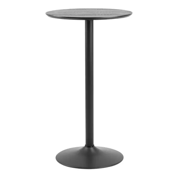 Ibiza High Round Bar Table featuring Black Ash Surface and Matte Black Base