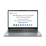 Lenovo IdeaPad 1 | 15" Full HD Laptop | Intel Pentium Silver N6000 | 4GB RAM | 128GB eMMC Storage | Windows 11 Home in S Mode | Cloud Grey | Includes Microsoft 365 Personal