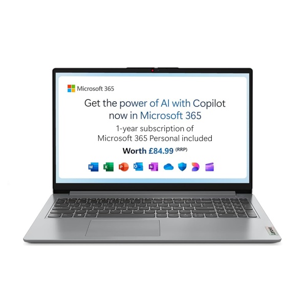 Lenovo IdeaPad 1 | 15" Full HD Laptop | Intel Pentium Silver N6000 | 4GB RAM | 128GB eMMC Storage | Windows 11 Home in S Mode | Cloud Grey | Includes Microsoft 365 Personal