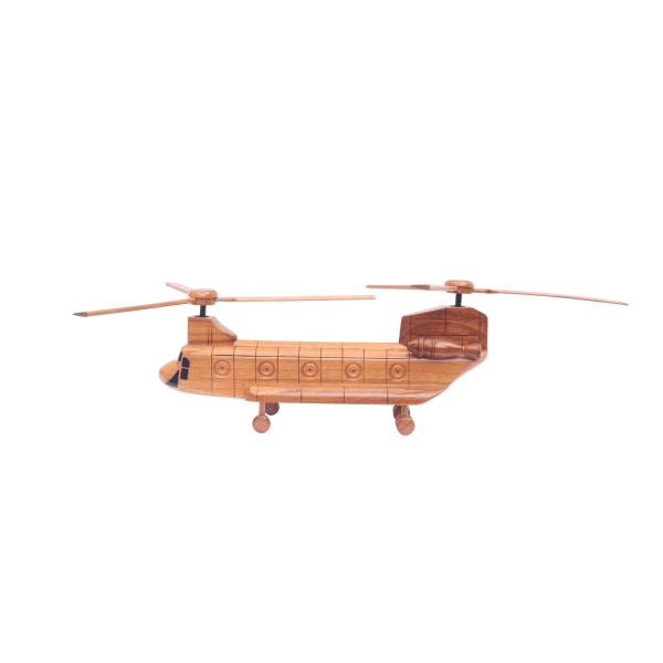Mahogany Model of CH-47 Chinook Helicopter