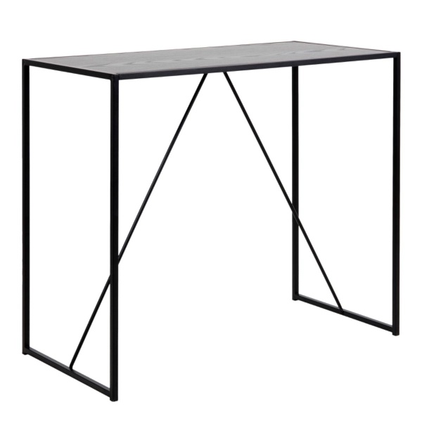 Seaford Black Metal Bar Table Featuring a Black Ash Surface