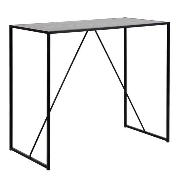 Seaford Black Metal Bar Table Featuring a Black Ash Surface