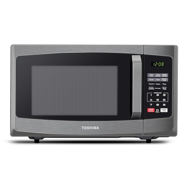 Toshiba 800W 23L Microwave Oven featuring Digital Display, Auto Defrost, One-Touch Express Cook, 6 Pre-Programmed Auto Cook Settings, and Easy Clean - Black - Model ML-EM23P(BS)