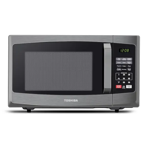 Toshiba 800W 23L Microwave Oven featuring Digital Display, Auto Defrost, One-Touch Express Cook, 6 Pre-Programmed Auto Cook Settings, and Easy Clean - Black - Model ML-EM23P(BS)