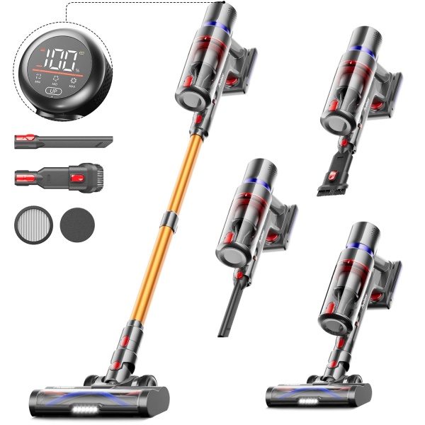 Avalsor Cordless Vacuum Cleaner - 550W, 45Kpa, 65 Minutes Runtime, Stick Design with OLED Smart Touch, Cordless, Anti-Tangle, 7-Level Filtration, 8-in-1 Functionality for...