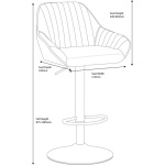 Velluto Velvet Bar Stool Grey with Adjustable Matt Black Frame - Image 7