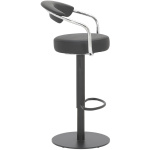 Premium Summit Adjustable Black Bar Stool with Matte Black Frame - Image 2