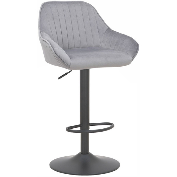 Velvet Bar Stool Grey Velvet with Black Frame