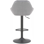 Velluto Velvet Bar Stool Grey with Adjustable Matt Black Frame - Image 5