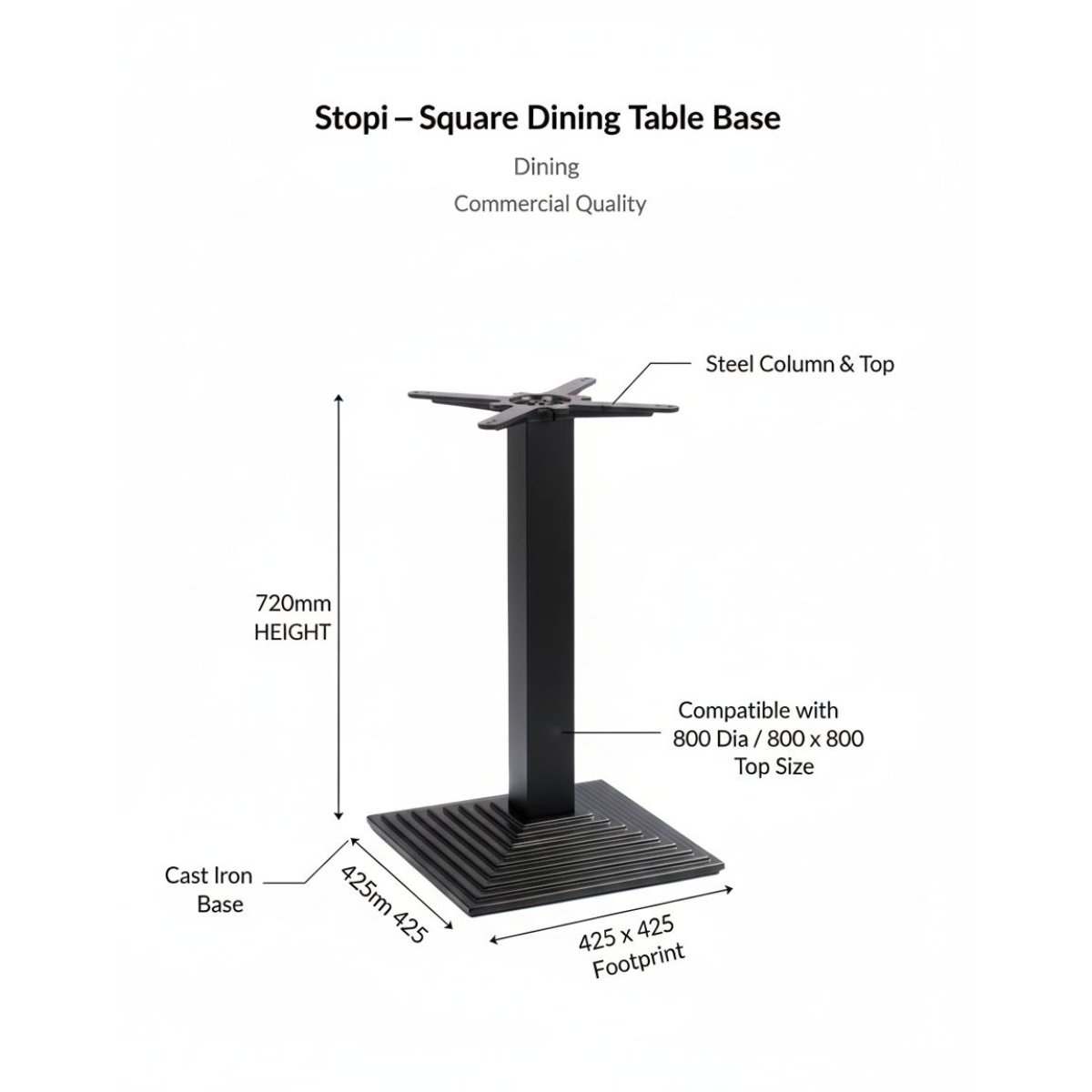 Square Table Square Base Square Dining Table Base - Commercial Quality | Net Furniture