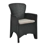 Outdoor Rattan Effect Chair & Coffee Table Set - Dark Grey - Image 5