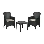 Outdoor rattan effect chair and coffee table set in dark grey