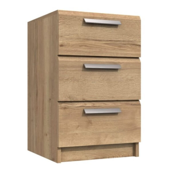 Wister Three Drawer Bedside Table Fully Assembled