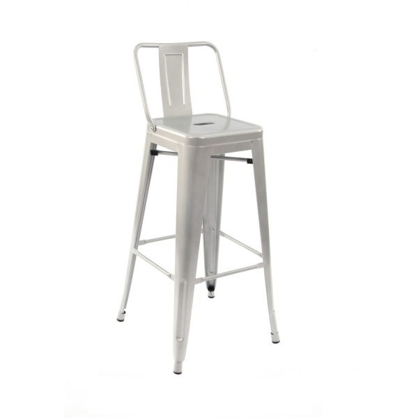 Lyone High Stool With Back Grey RAL 7001