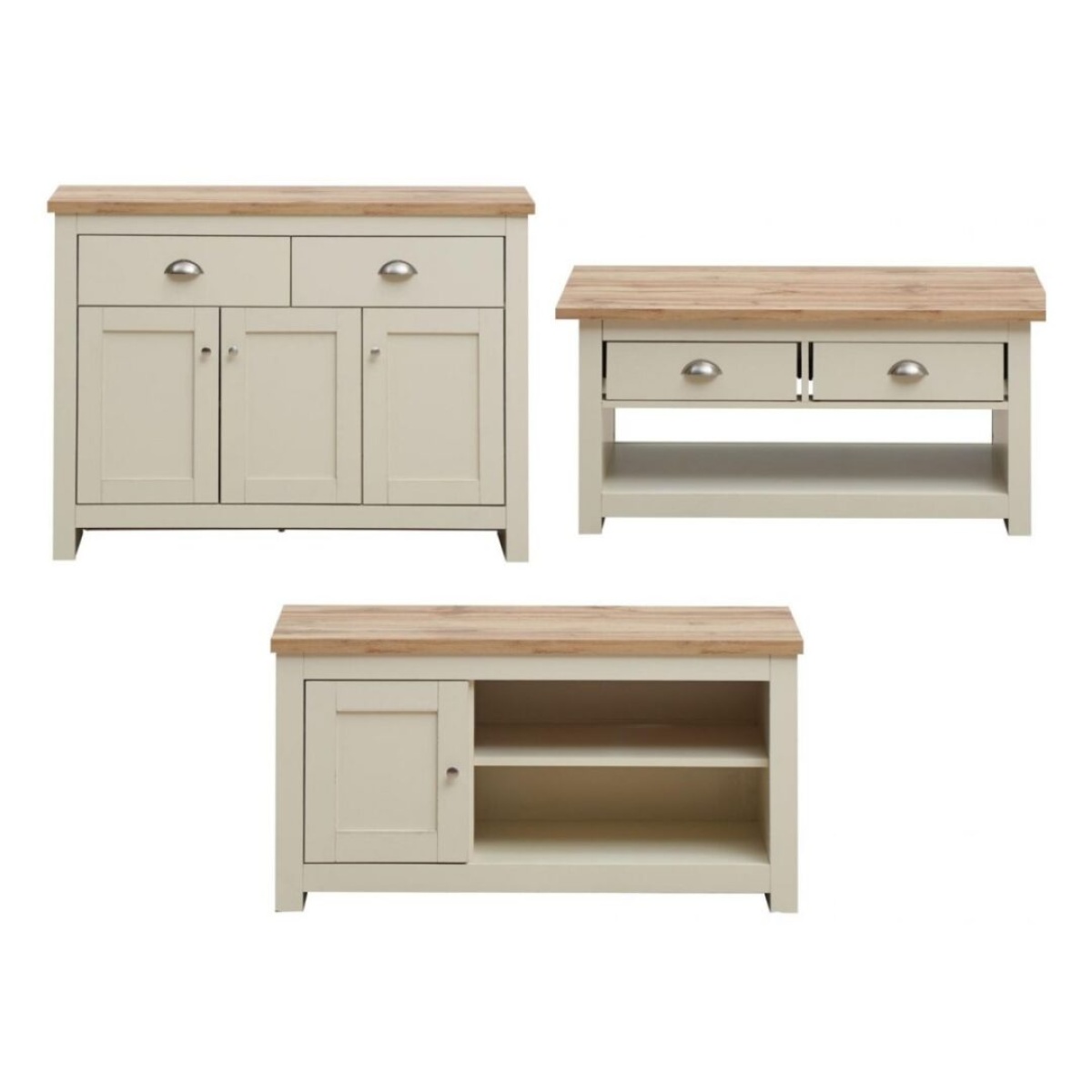 Cisnon Cream 3 Piece Set (Tv Unit 1 Door 1 Shelf