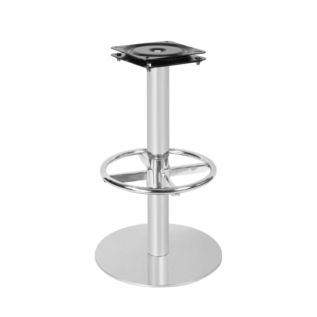 Keele Swivel Stool Base with Foot Ring (Polished Steel)