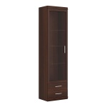 Avison Tall Glazed 1 Door 2 Drawer Narrow Cabinet