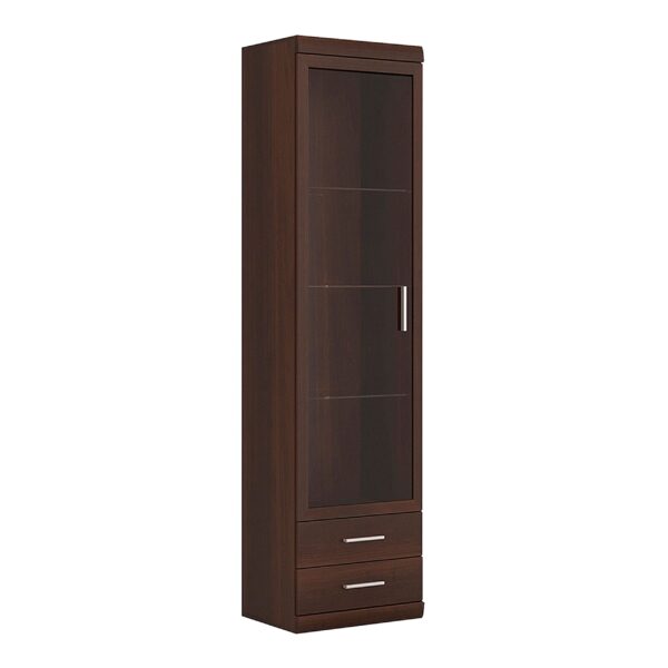 Avison Tall Glazed 1 Door 2 Drawer Narrow Cabinet