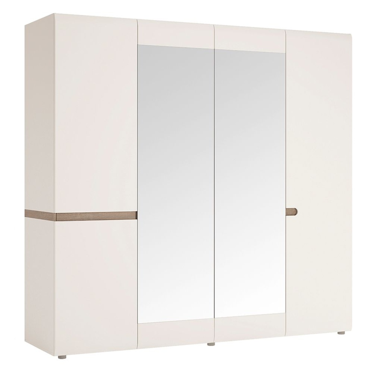 Seals Four Door Mirror Wardrobe - Shelving Hanging Area